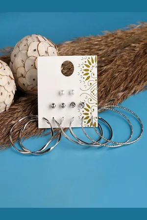 Jewelz Silver-Plated Set Of 6 Hoop Earrings
