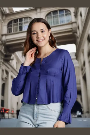 DressBerry Puff Sleeves Pleated Shirt Style Top