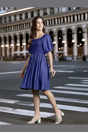 DressBerry Puff Sleeve A-Line Mini Dress with Belt