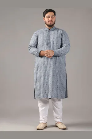 SOJANYA Size Floral Embroidered Band Collar Sequinned Cotton Straight Kurta