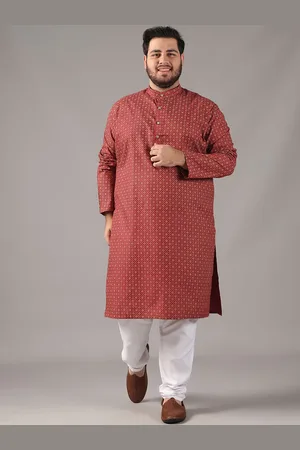 SOJANYA Size Floral Foil Printed Band Collar Cotton Linen Straight Kurta