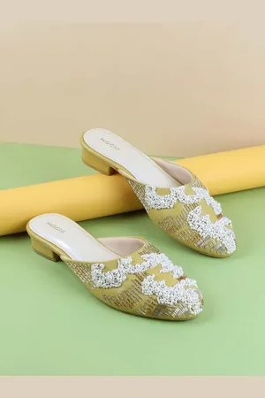 All Things Mochi Women Woven Design Mules Flats