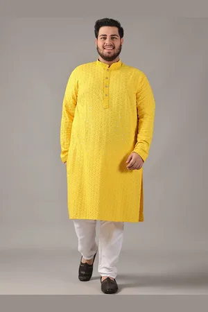 SOJANYA Size Floral Embroidered Band Collar Sequinned Cotton Straight Kurta