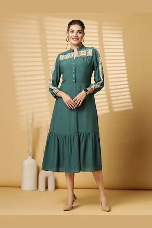 Get Glamr Women Organic Cotton Lace Inserts Fit & Flare Midi Dress