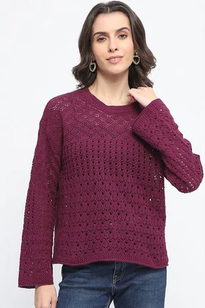 MADAME Women Open Knit Pullover Sweater