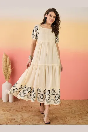 Sangria Printed Fit & Flare Tiered Maxi Dress