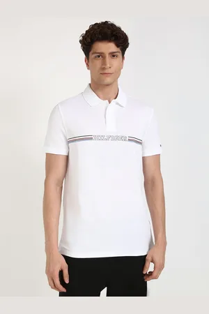 Tommy Hilfiger Men Typography Printed Polo Collar Cotton T-shirt
