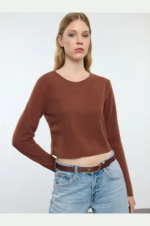 Trendyol Women Round Neck Long Sleeves Crop Top