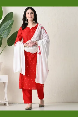 AO Services Geometric Printed Gotta Patti Straight Kurta With Trousers & Dupatta