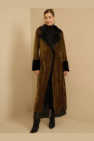 Antheaa Women Colourblocked Longline Tailored Velvet Jacket