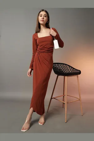 BAESD Women Square Neck Wrap Midi Dress