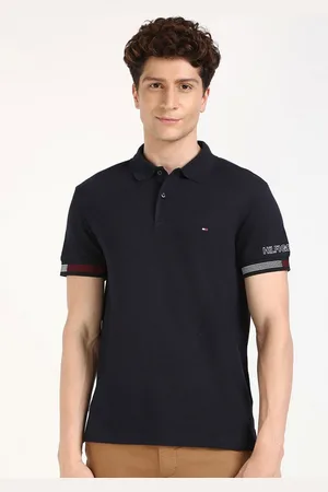 Tommy Hilfiger Men Solid Polo Collar Organic Cotton Slim Fit T-shirt