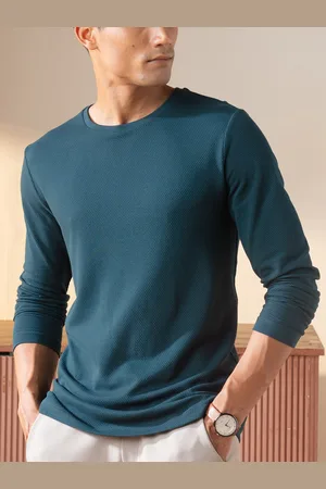 DaMENSCH Statement Popcorn Textured Crew Neck Full Sleeves Casual T Shirt