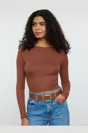 Trendyol Women Boat Neck Fitted Crop Top
