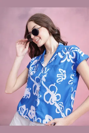DressBerry Abstract Print Puff Sleeves Shirt Style Top