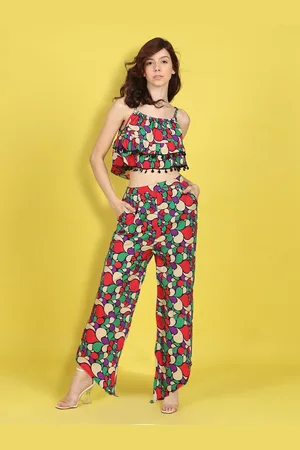 Cutiekins Girls Printed Top With Palazzos Clothing Set