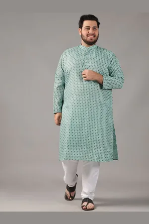 SOJANYA Size Floral Printed Band Collar Cotton Linen Straight Kurta