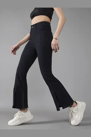 DOLCE CRUDO Women Cotton Bootcut High-Rise Heavy Fade Stretchable Jeans