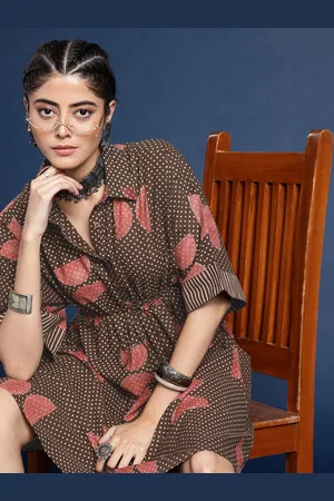 Taavi Block Print Legacy Printed A-Line Pure Cotton Ethnic Dress