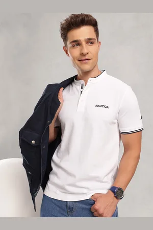 Nautica Band Collar Pure Cotton T-shirt