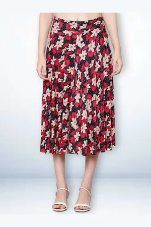Jinfo Women Printed Flared Midi Skirt