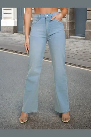 Flying Machine Women Blue Wide Leg High-Rise Light Fade Jeans