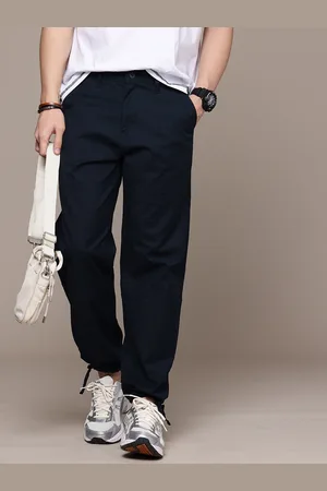 WROGN Men Self Design Textured Loose Fit Chinos Joggers