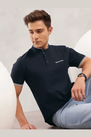 Nautica Band Collar Pure Cotton T-shirt