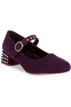 London Rag Embellished Block Pumps with Buckles