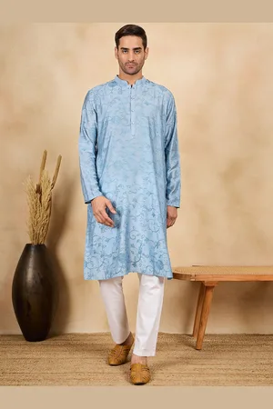SWAGG INDIA Floral Embroidered Mandarin Collar Straight Kurta