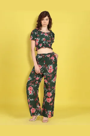 Cutiekins Girls Printed Top With Palazzos Clothing Set