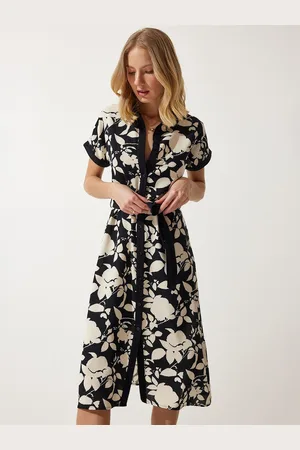 Happiness istanbul Women Floral Print Shirt Midi Dress