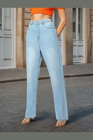 Flying Machine Women Wide Leg High-Rise Light Fade Cotton Jeans