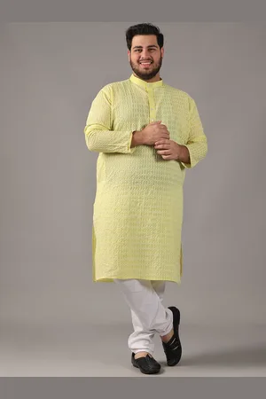 SOJANYA Size Floral Embroidered Thread Work Band Collar Pure Cotton Straight Kurta