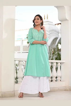 Moda Rapido Floral Embroidered Thread Work Notch Neck A-Line Kurta