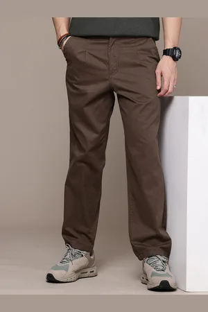 WROGN Men Pure Cotton Loose Fit Pleated Chinos Trousers