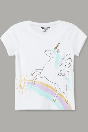 Lifestyle Girls Graphic Printed Round Neck Cotton T-shirt