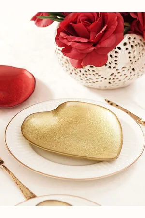 Pure Home and Living Gold Toned Textured Glass Food Platter