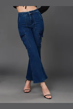 Miss Chase Eternal Love Women Wide Leg High-Rise Stretchable Cargo Jeans