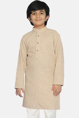 SG Boys Geometric Embroidered Mandarin Collar Sequinned Straight Kurta