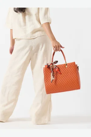 Chumbak Brick Quilted Handbag With Scarf | Rust
