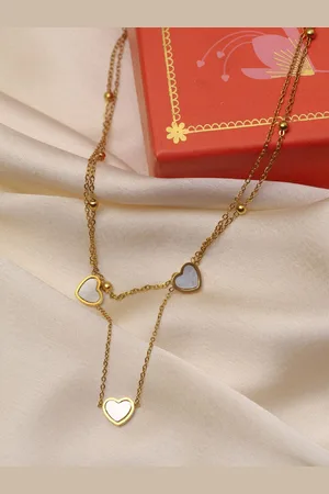Artklim Gold-Plated Heart Shaped Pendant Necklace