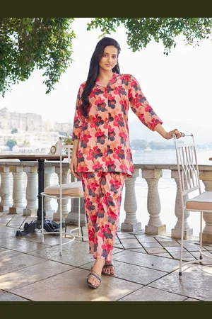 Moda Rapido Floral Printed Notched Lapel Collar Shirt With Trouser