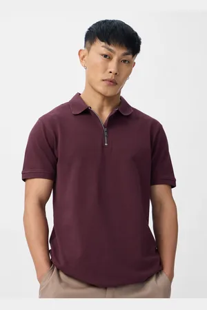 The Souled Store Men Solid Polo Collar Cotton T-shirt