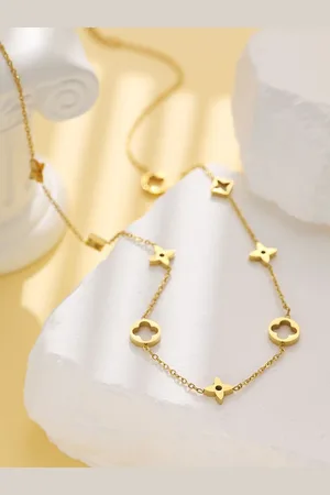 AQUASTREET 18K Antitarnish Waterproof Clover Charm Necklace