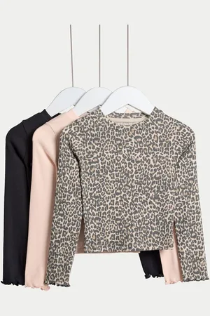 Marks & Spencer Girls Pack of 3 Animal Printed Cotton A-Line Top