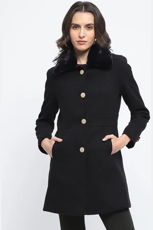 MADAME Women Spread Collar Single-Breasted Longline Overcoat