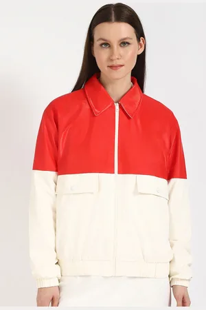 Tommy Hilfiger Women Spread Collar Colourblocked Casual Bomber Jacket