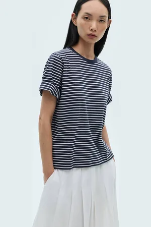 MANGO Women Striped Pure Cotton T-shirt