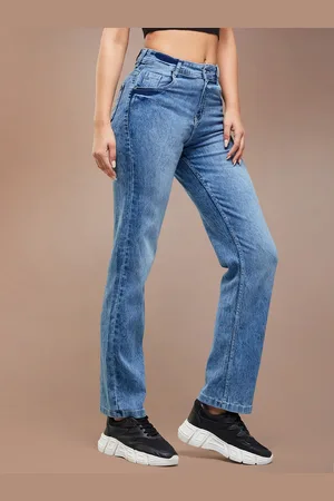 DOLCE CRUDO Women Wide Leg High-Rise Light Fade Stretchable Jeans